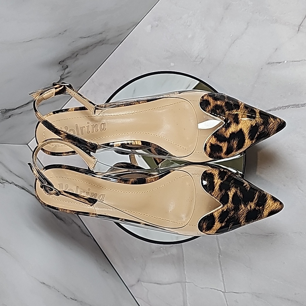 Women's Heart Clear Heeled sandals Pointed Toe Transparent Slingback Heels S7